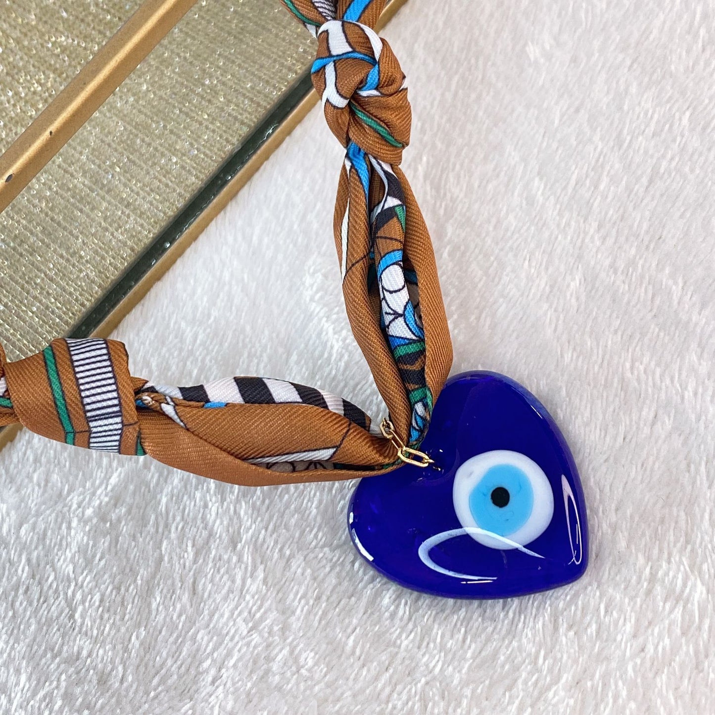 Collar de Tela con Dije de Cristal CB857-1