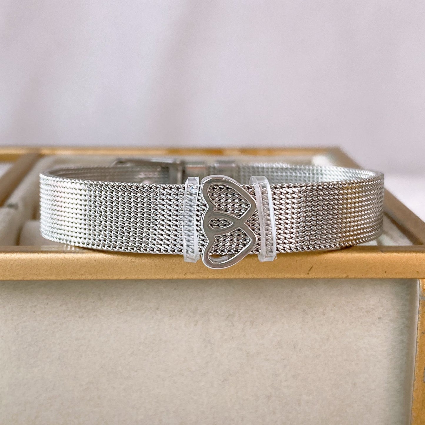 Pulsera de Acero Inoxidable y Dije de Chapa de Oro PAI1143-2