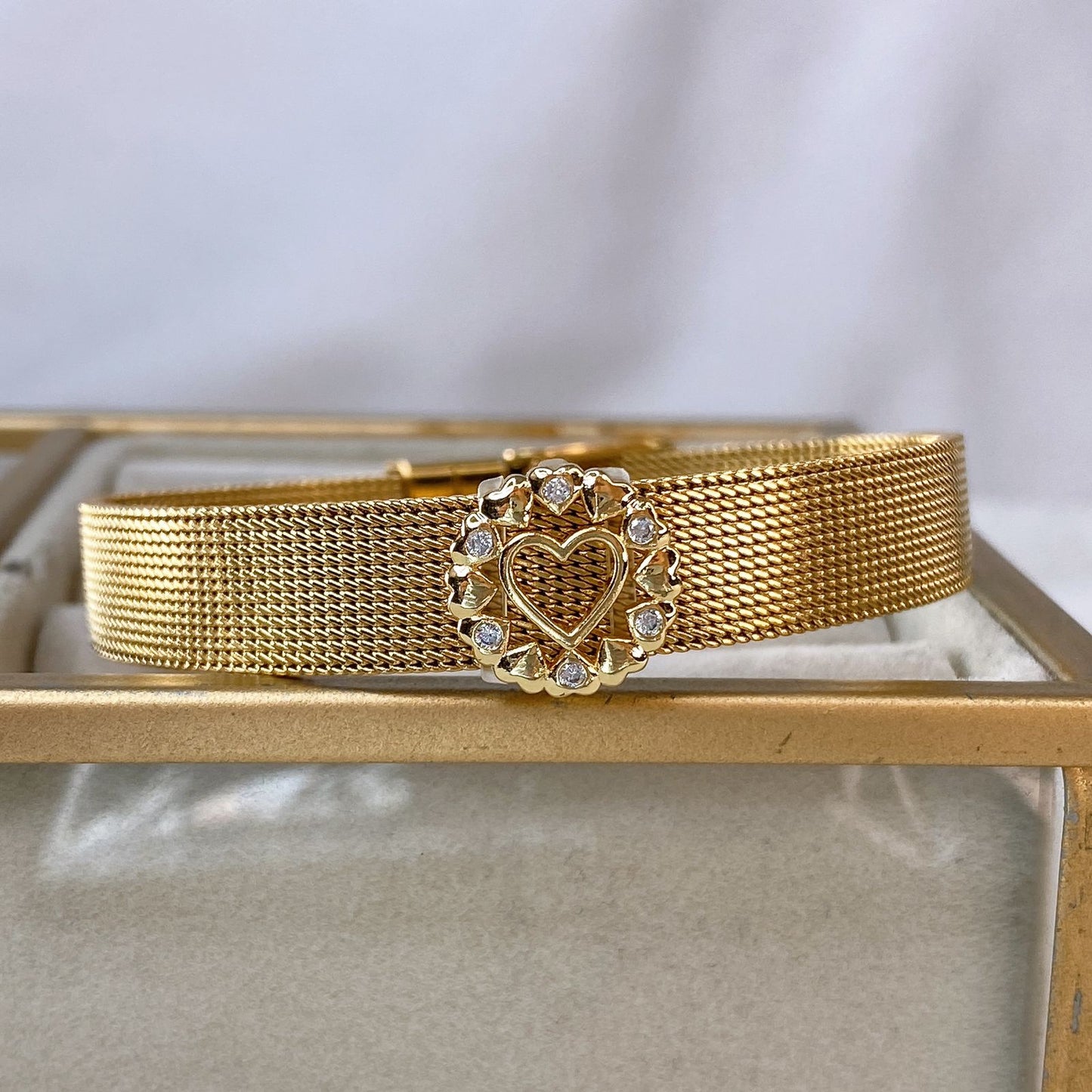 Pulsera de Acero Inoxidable y Dije de Chapa de Oro PAI1147-1