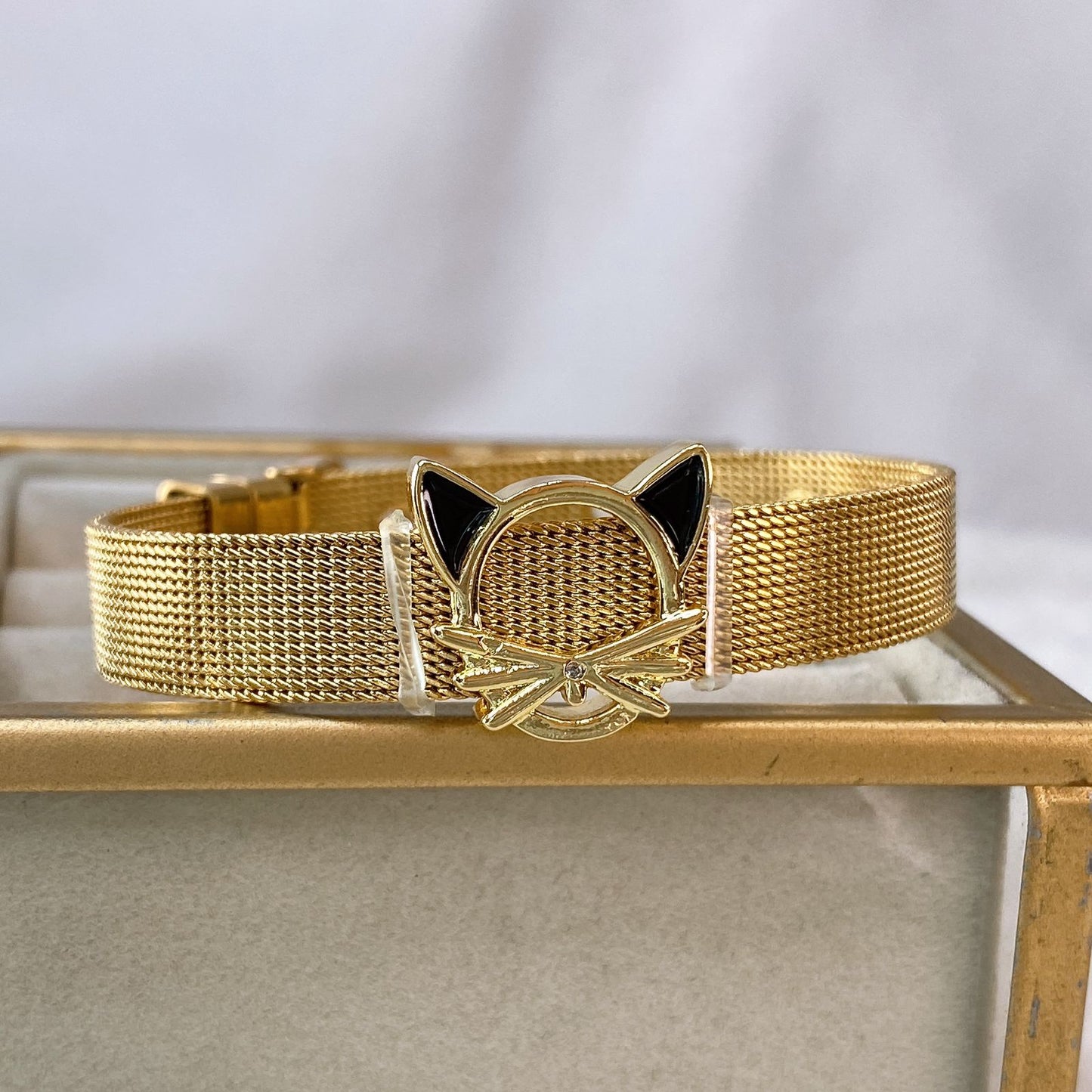 Pulsera de Acero Inoxidable y Dije de Chapa de Oro PAI1148-1