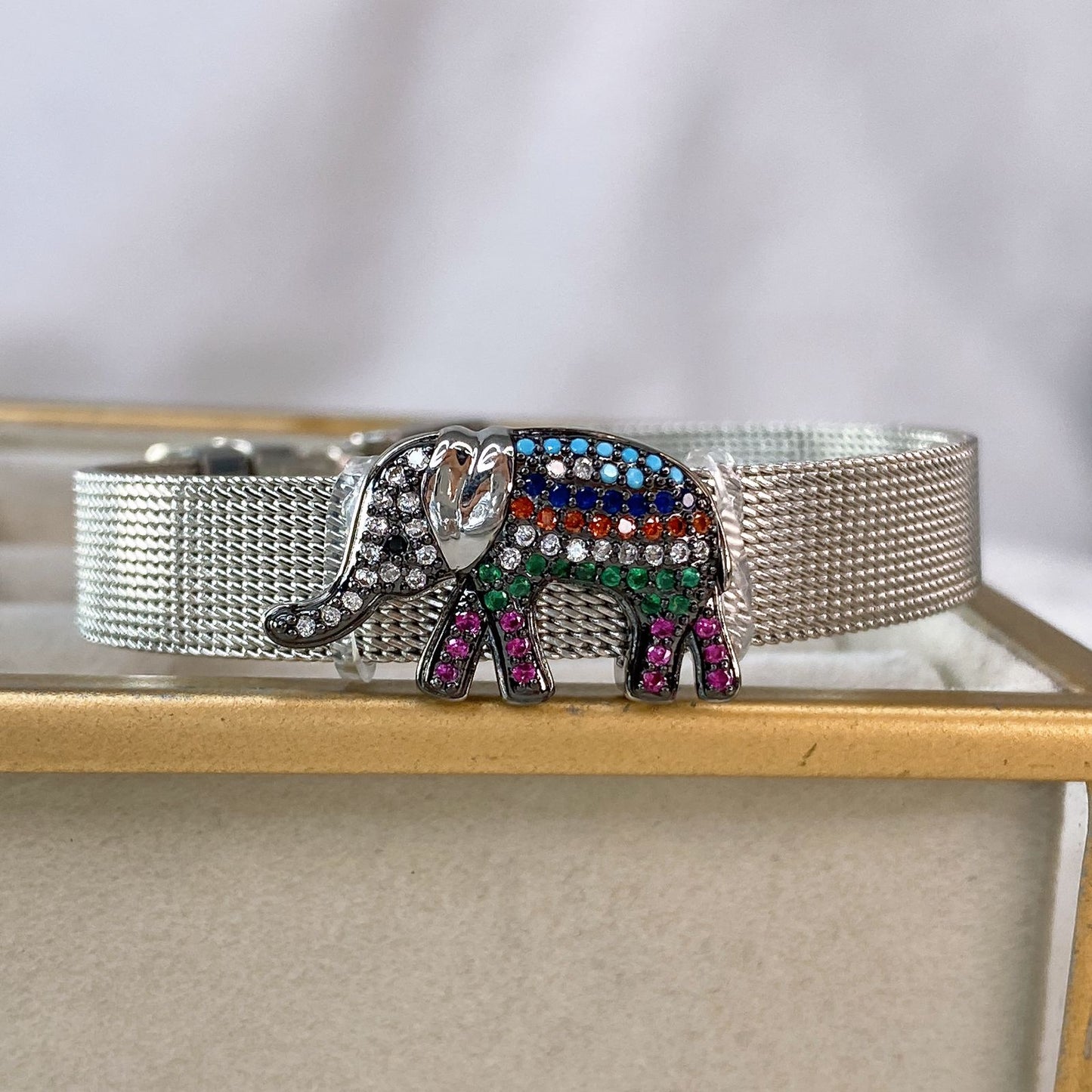 Pulsera de Acero Inoxidable y Dije de Chapa de Oro PAI1149-2