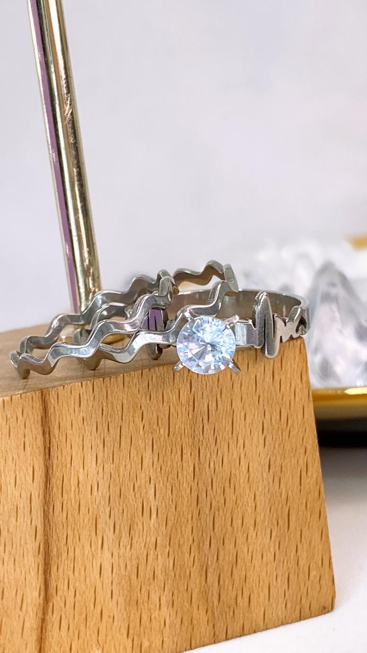 Set de Anillos de Acero Inoxidable Talla #8 RAI1227-8
