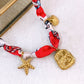 Collar de Tela con Dijes de Acero Inoxidable CAI3198-1