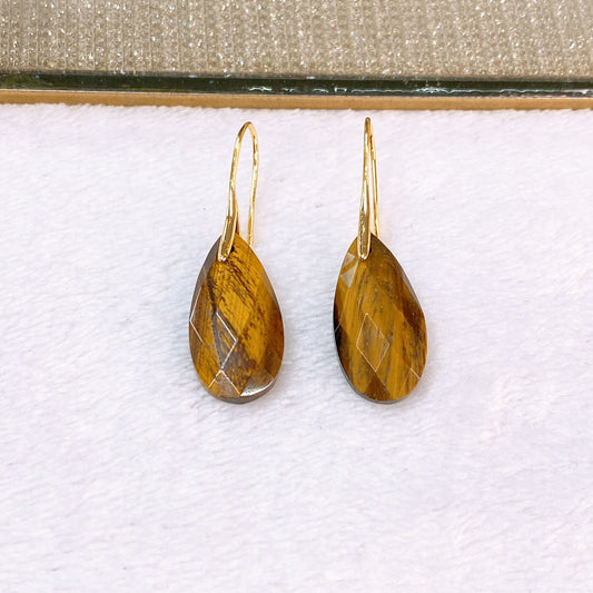 Arete de Chapa de Oro Con Piedra Natural COA2717-9