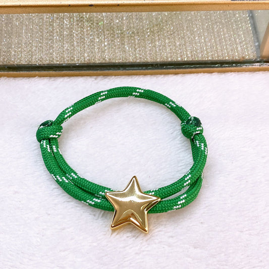 Pulsera Tejida con Dijes de Chapa de Oro COP1748-4