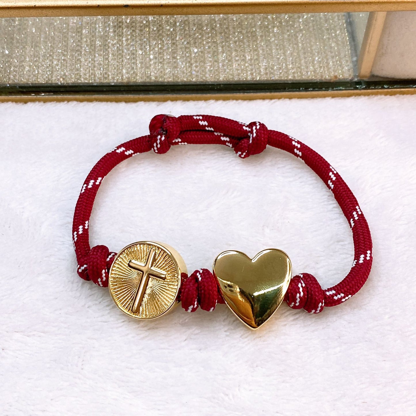 Pulsera Tejida con Dijes de Chapa de Oro COP1750-5