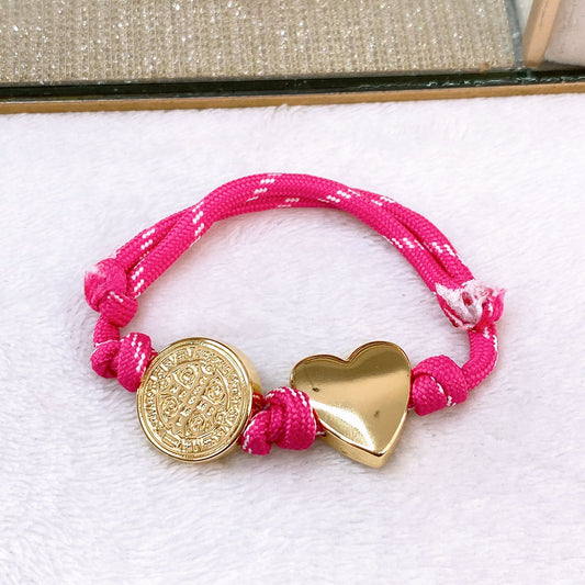 Pulsera Tejida con Dijes de Chapa de Oro COP1750-4