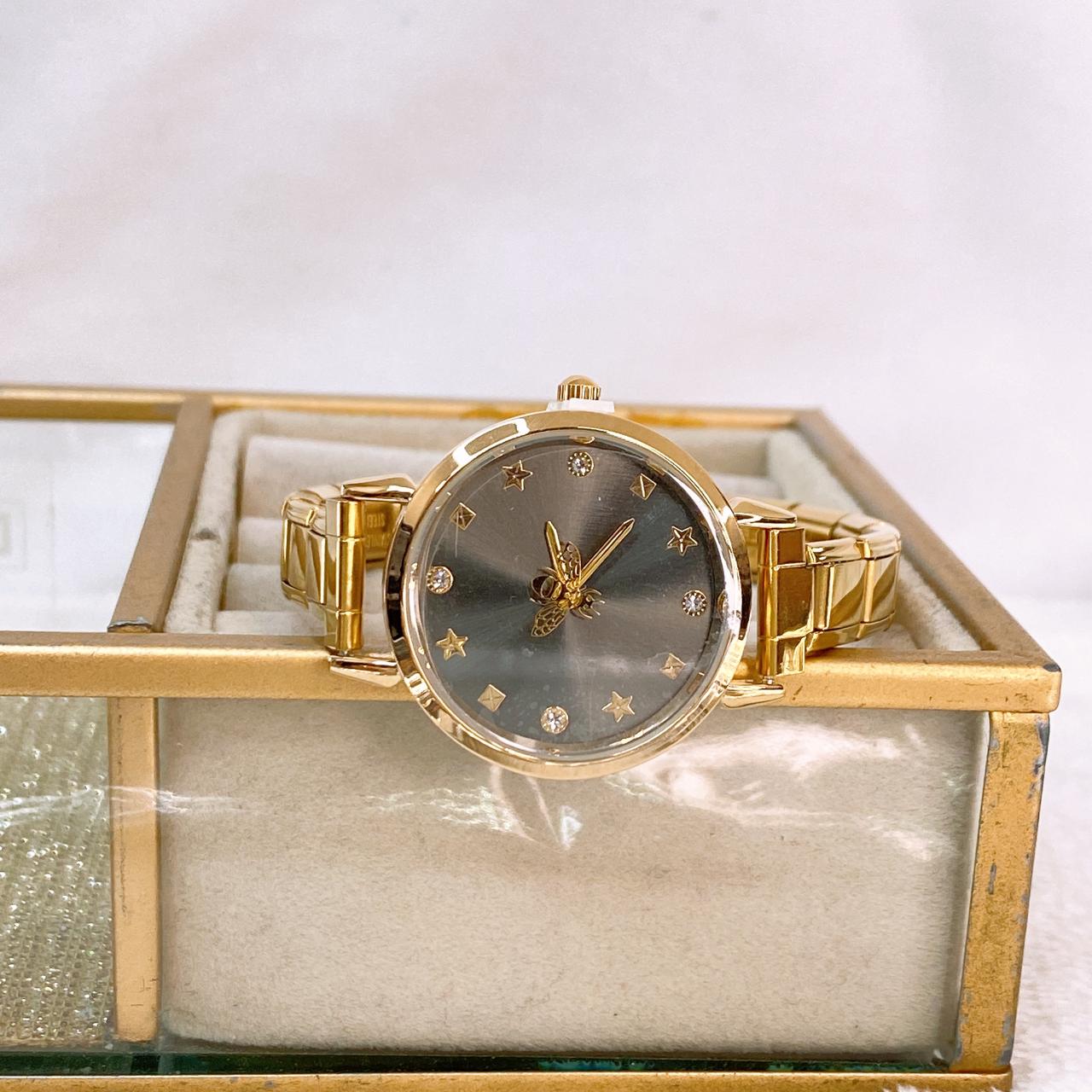 Reloj en Pulsera Italiana de Acero con Baño de Chapa de Oro RJ144-2