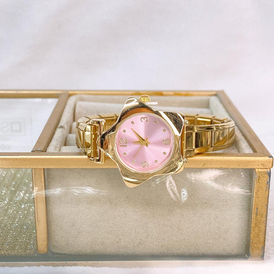 Reloj en Pulsera Italiana de Acero con Baño de Chapa de Oro RJ136-4