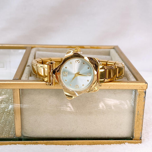 Reloj en Pulsera Italiana de Acero con Baño de Chapa de Oro RJ136-2