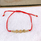 Pulsera de Hilo y Dijes de Chapa de Oro COP1917-1