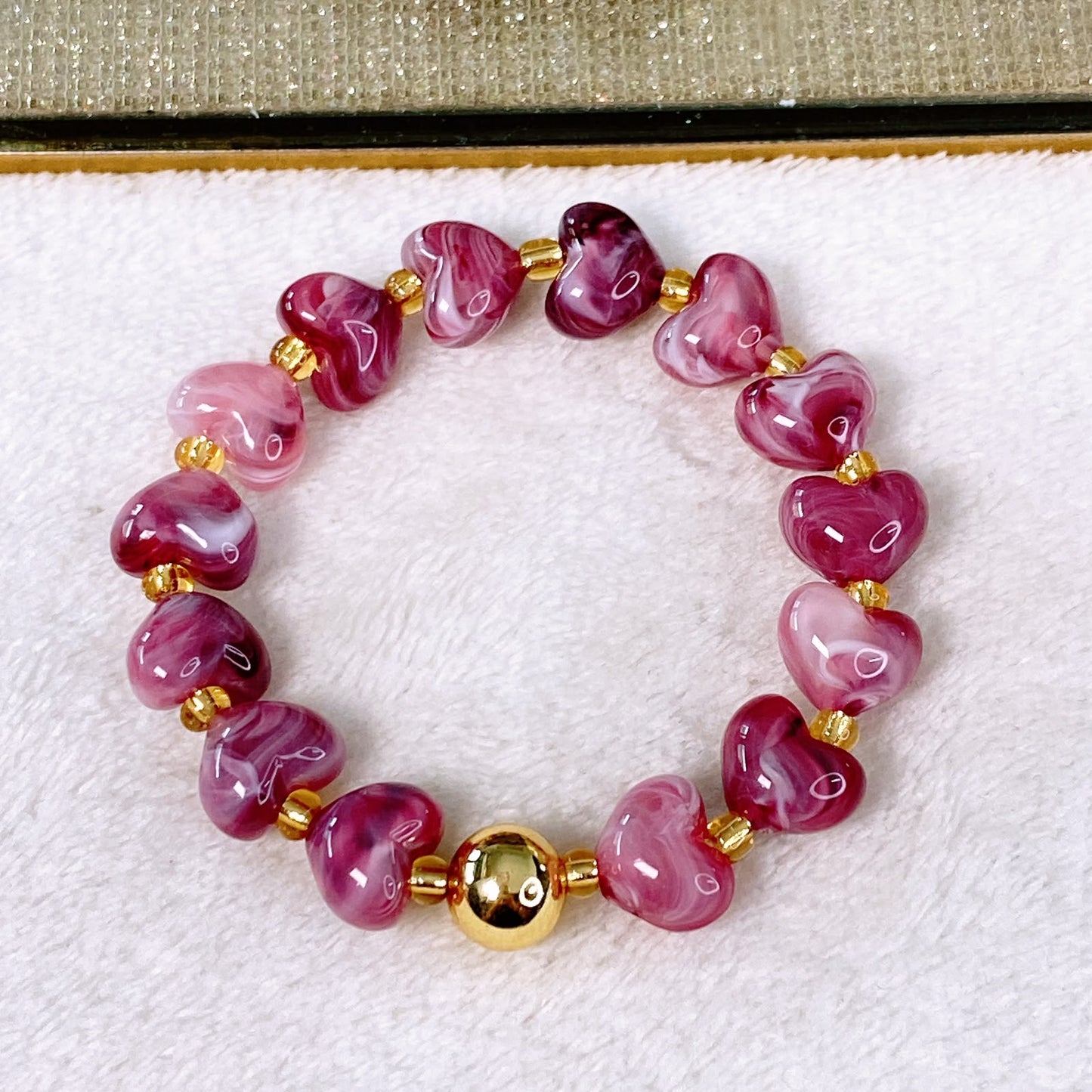Pulsera Acrilico y Chapa de Oro COP1928-2