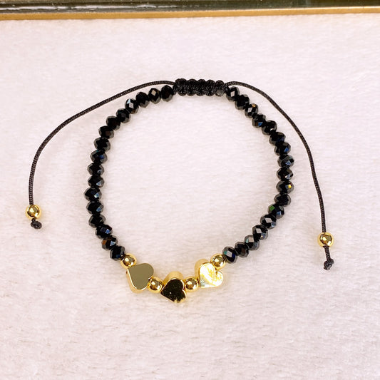 Pulsera de Hilo y Dijes de Chapa de Oro COP1916-2