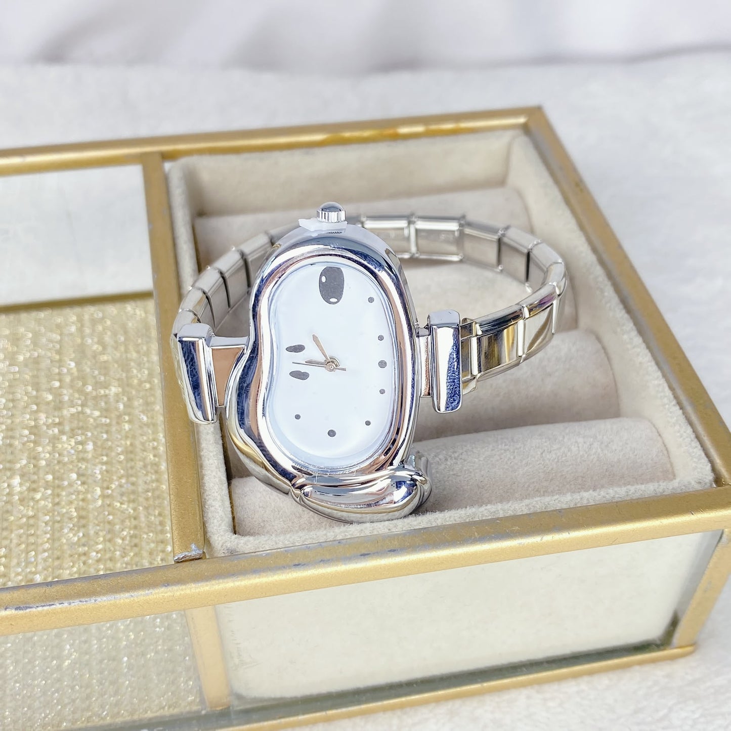 Reloj en Pulsera Italiana de Acero con Baño de Chapa de Oro RJ147-2