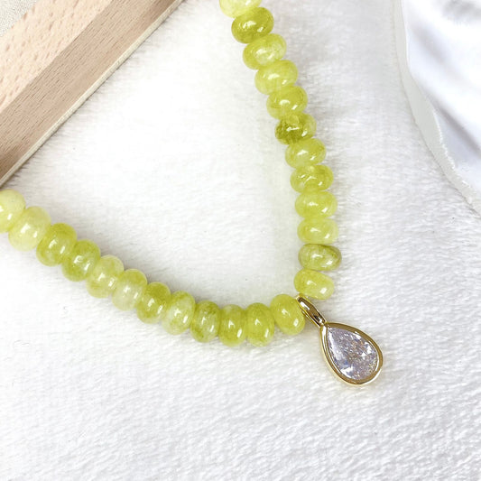 Collar de Piedra Natural y Chapa de Oro con Dije de Bisuteria CC2587-1