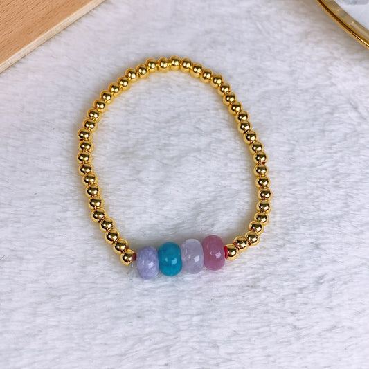 Pulsera de Chapa de oro con Piedras Naturales COP1986-2