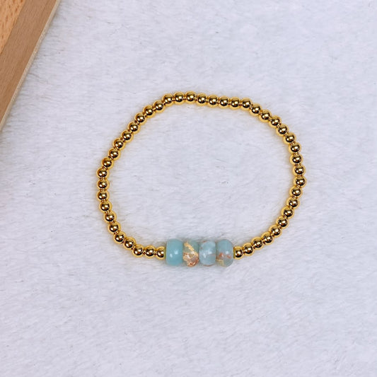 Pulsera de Chapa de oro con Piedras Naturales COP1985-6