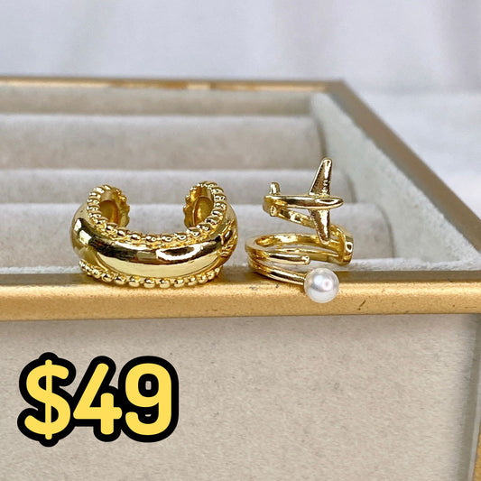 Simulador o Ear Cuff de Chapa de Oro COA2030-1