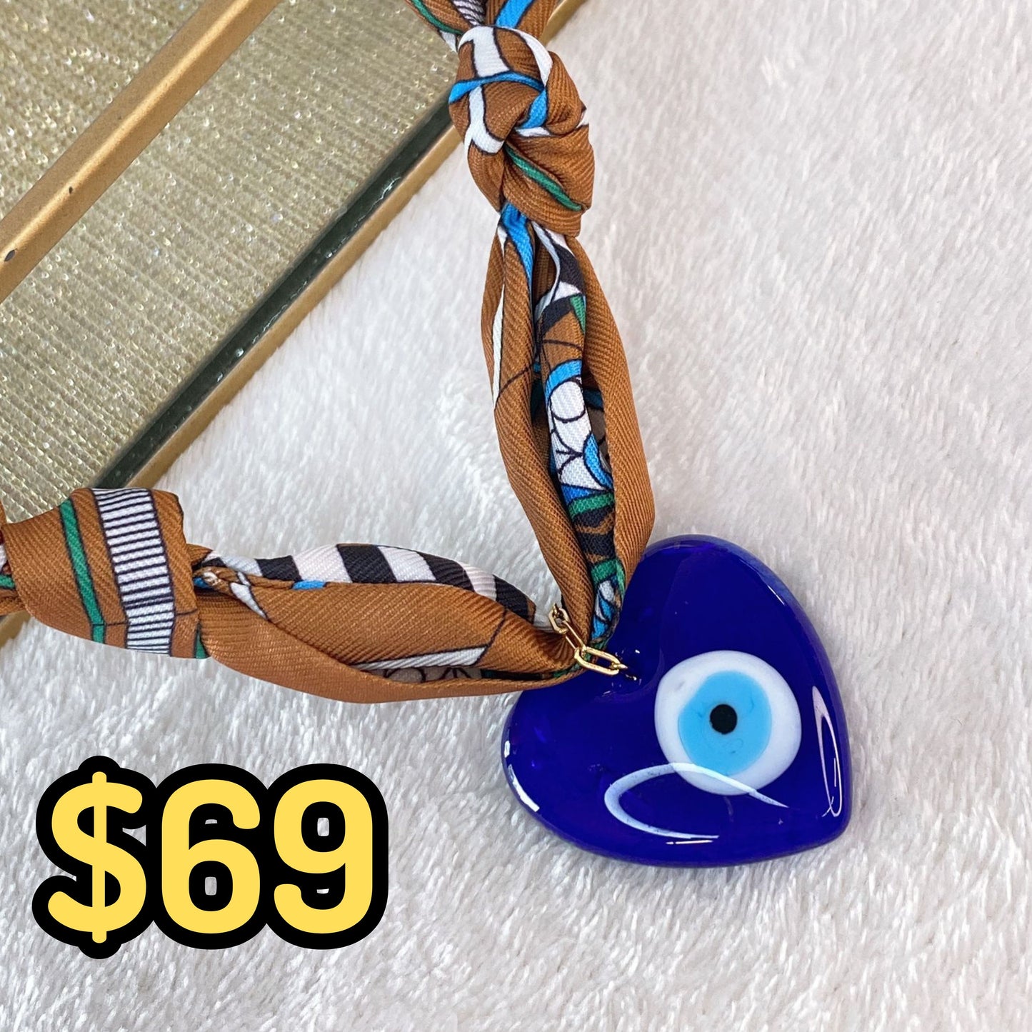 Collar de Tela con Dije de Cristal CB857-1