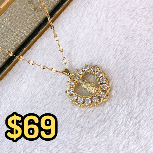 Collar de Acero Inoxidable y Dije de Chapa de Oro CAI2898-1