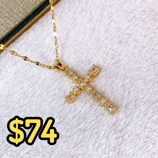 Collar de Acero Inoxidable y Dije de Chapa de Oro CAI2899-1