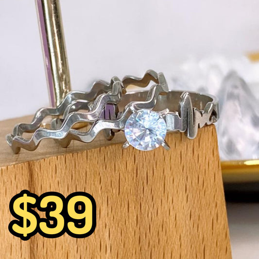 Set de Anillos de Acero Inoxidable Talla #8 RAI1227-8