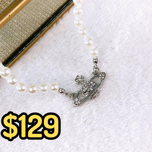 Collar de Perlas de Imitación y Dije de Bisuteria CB903-1