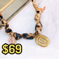 Collar de Tela con Dijes de Acero Inoxidable CAI3185-1