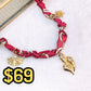 Collar de Tela con Dijes de Acero Inoxidable CAI3177-1