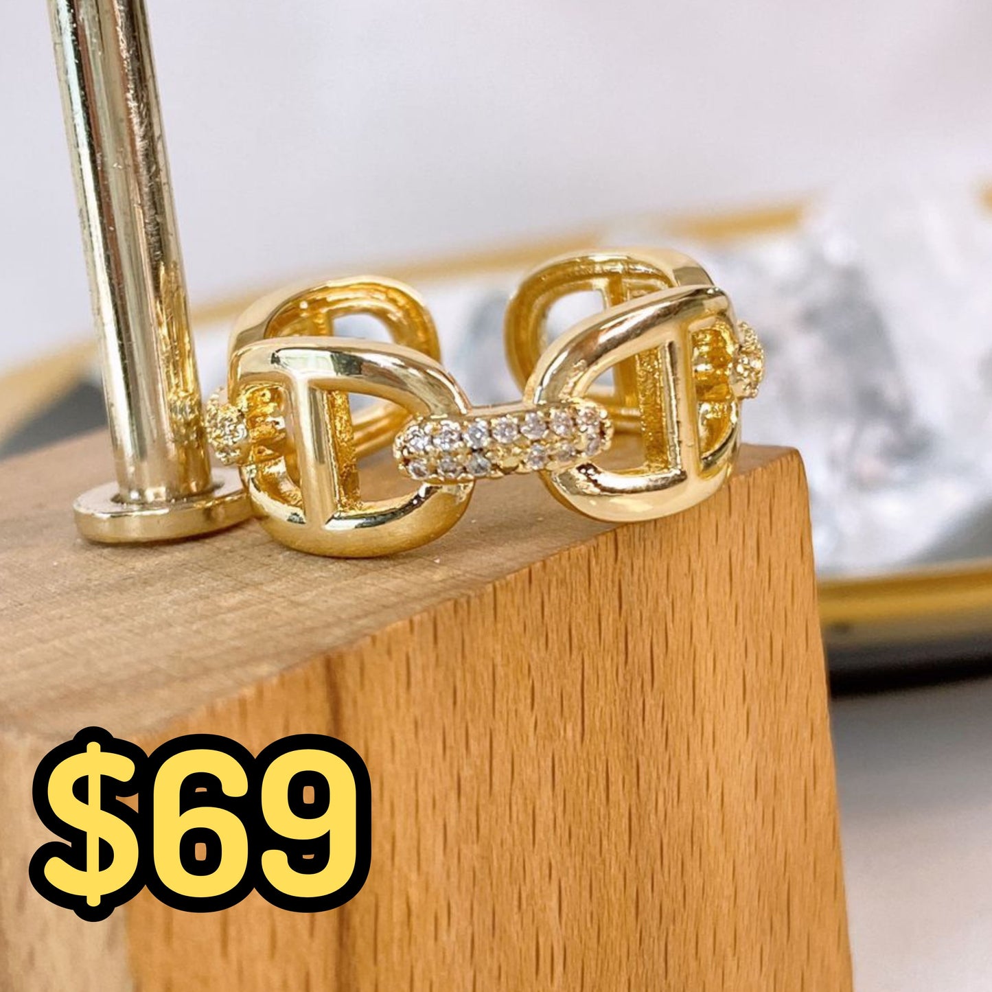 Anillo de Oro Laminado Ajustable ACO1637-1