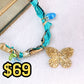Collar de Tela con Dijes de Acero Inoxidable CAI3193-1