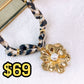 Collar de Tela con Dijes de Acero Inoxidable CAI3199-1