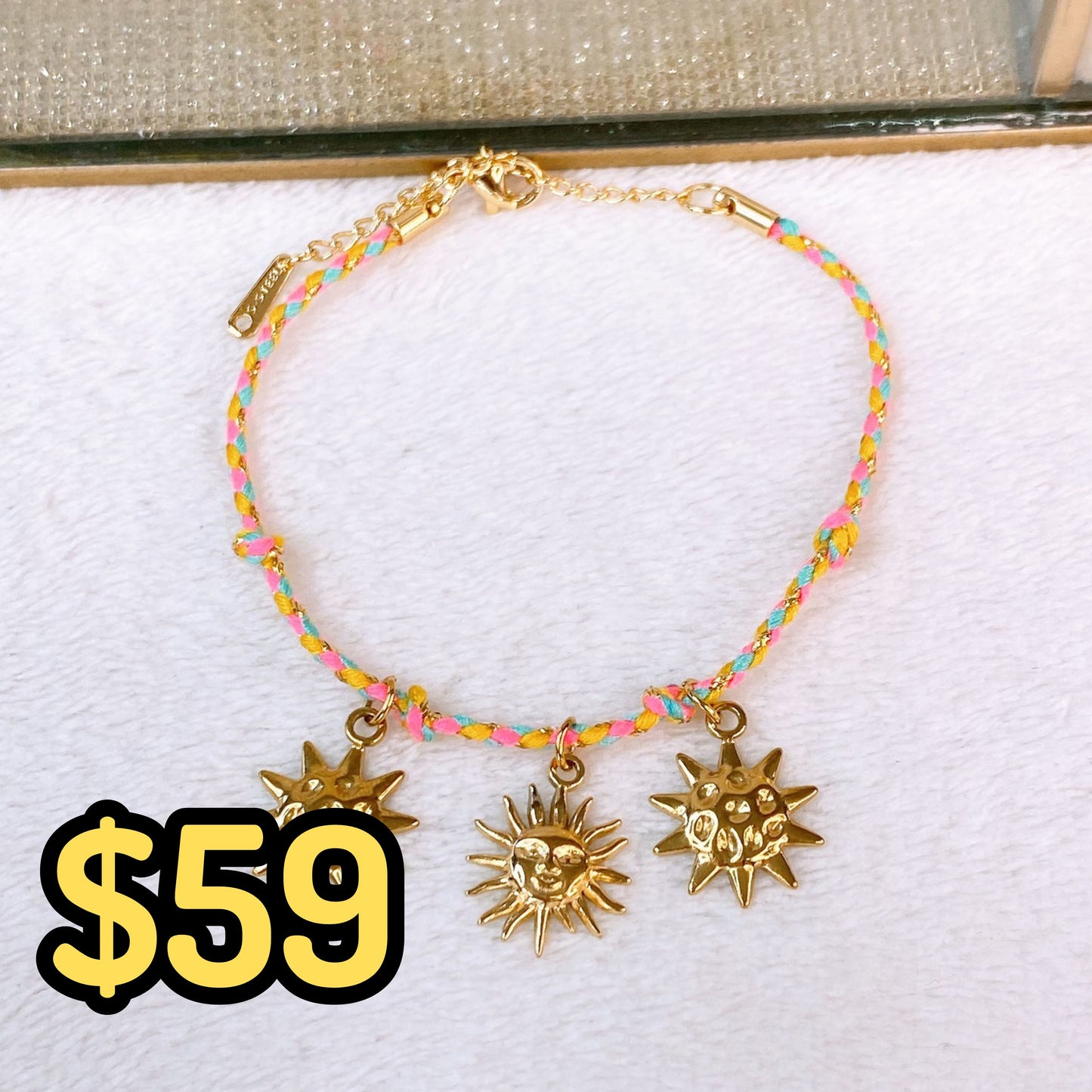 Pulsera Tejida con Dijes de Acero Inoxidable PAI1513-1