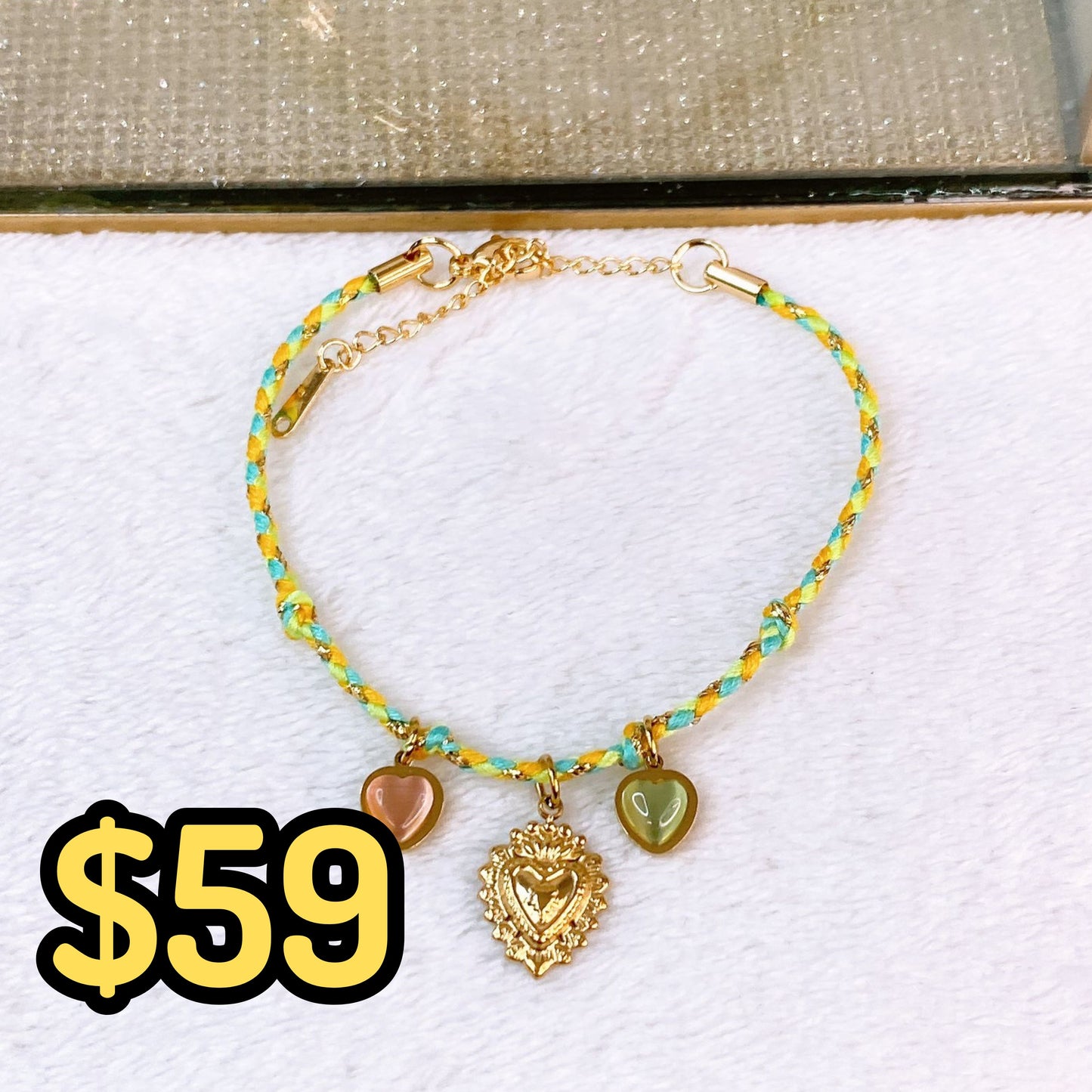 Pulsera Tejida con Dijes de Acero Inoxidable PAI1514-2