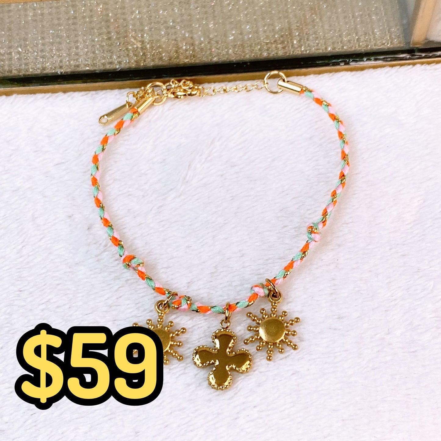 Pulsera Tejida con Dijes de Acero Inoxidable PAI1515-1
