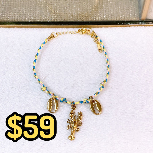 Pulsera Tejida con Dijes de Acero Inoxidable PAI1517-1