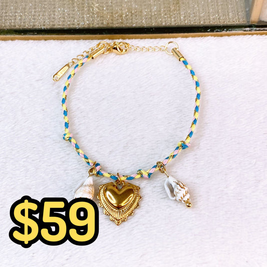 Pulsera Tejida con Dijes de Acero Inoxidable PAI1518-1