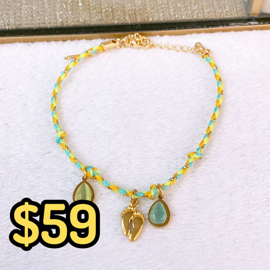 Pulsera Tejida con Dijes de Acero Inoxidable PAI1519-1