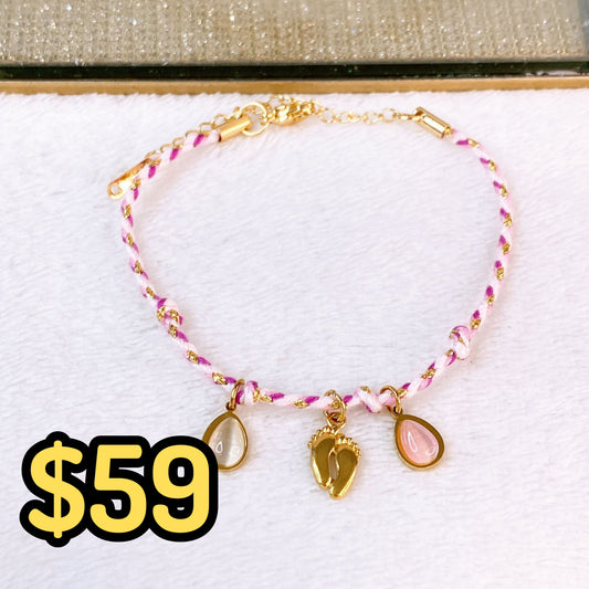 Pulsera Tejida con Dijes de Acero Inoxidable PAI1519-2