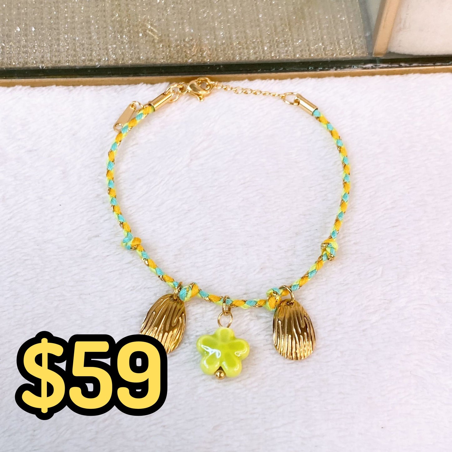 Pulsera Tejida con Dijes de Acero Inoxidable PAI1520-1