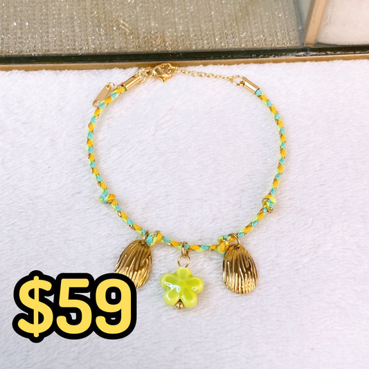 Pulsera Tejida con Dijes de Acero Inoxidable PAI1520-1