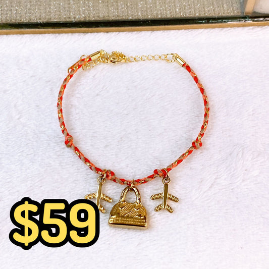 Pulsera Tejida con Dijes de Acero Inoxidable PAI1521-1
