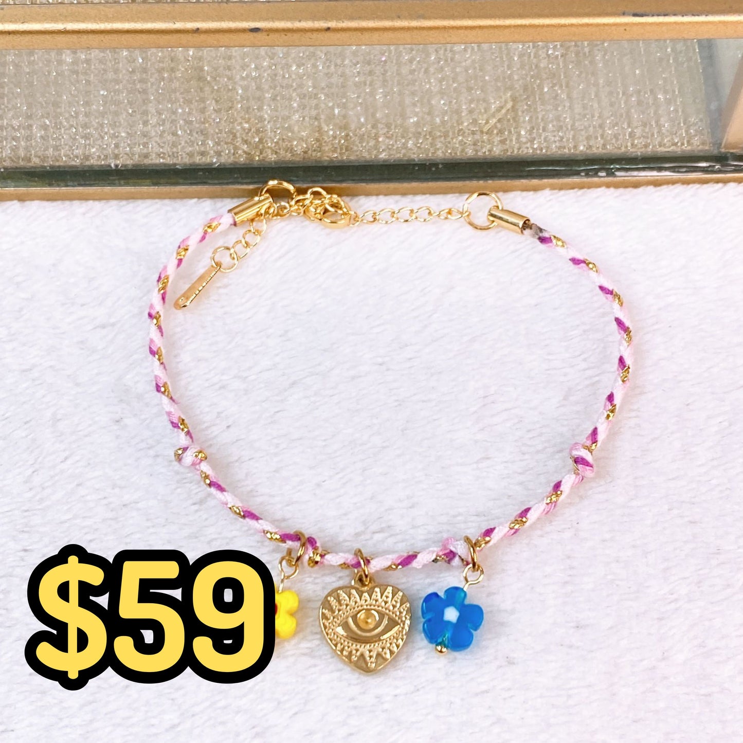 Pulsera Tejida con Dijes de Acero Inoxidable PAI1524-1