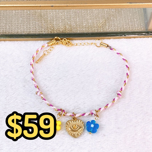 Pulsera Tejida con Dijes de Acero Inoxidable PAI1524-1