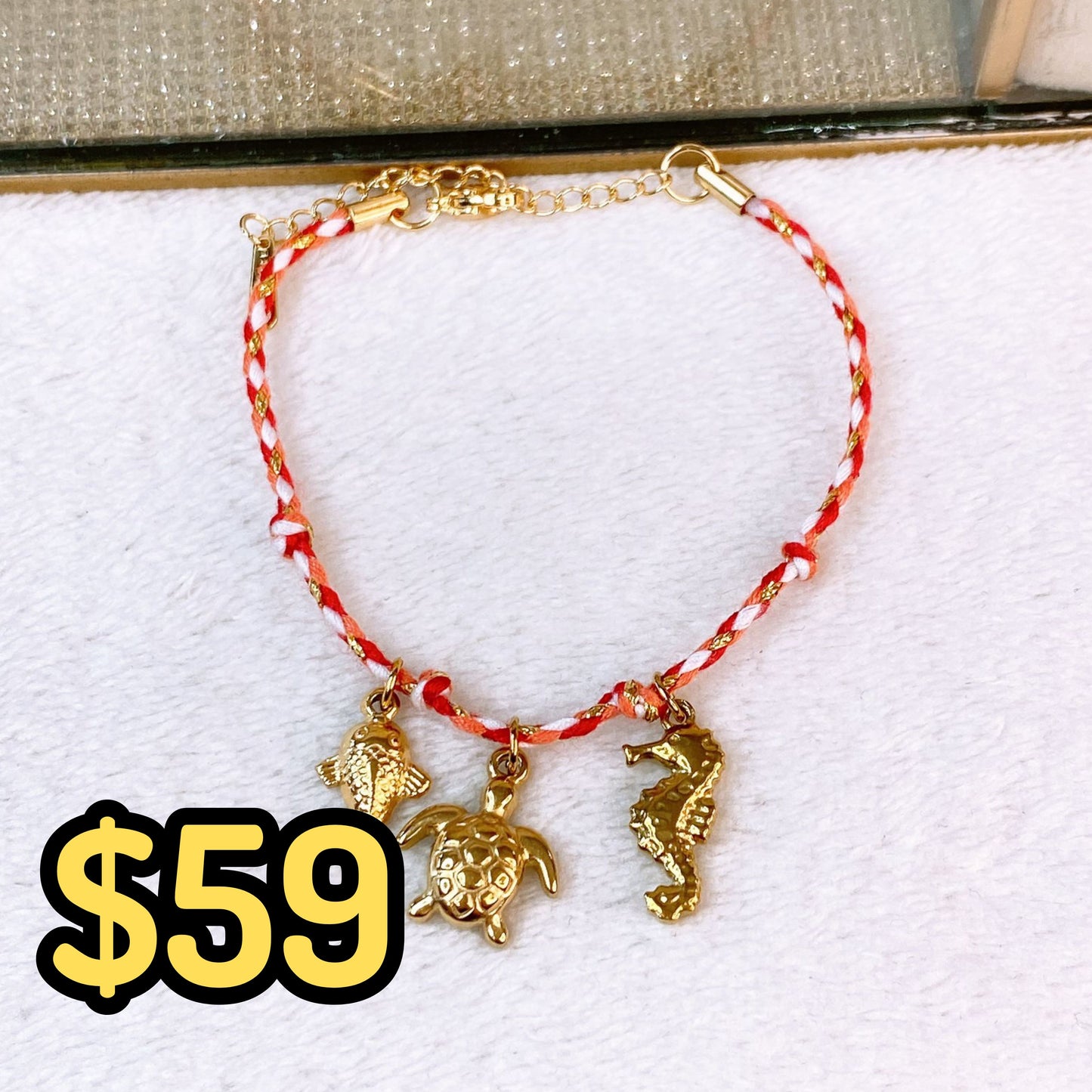 Pulsera Tejida con Dijes de Acero Inoxidable PAI1527-1