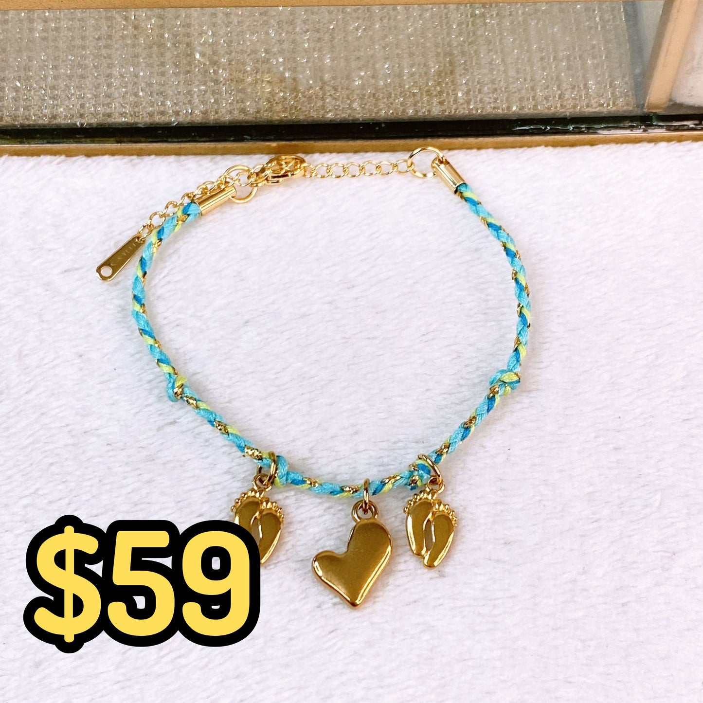 Pulsera Tejida con Dijes de Acero Inoxidable PAI1525-1