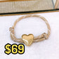Pulsera Tejida con Dijes de Chapa de Oro COP1749-1