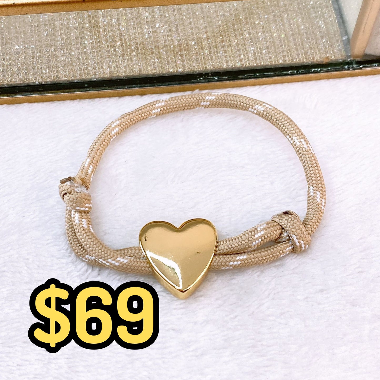 Pulsera Tejida con Dijes de Chapa de Oro COP1749-1