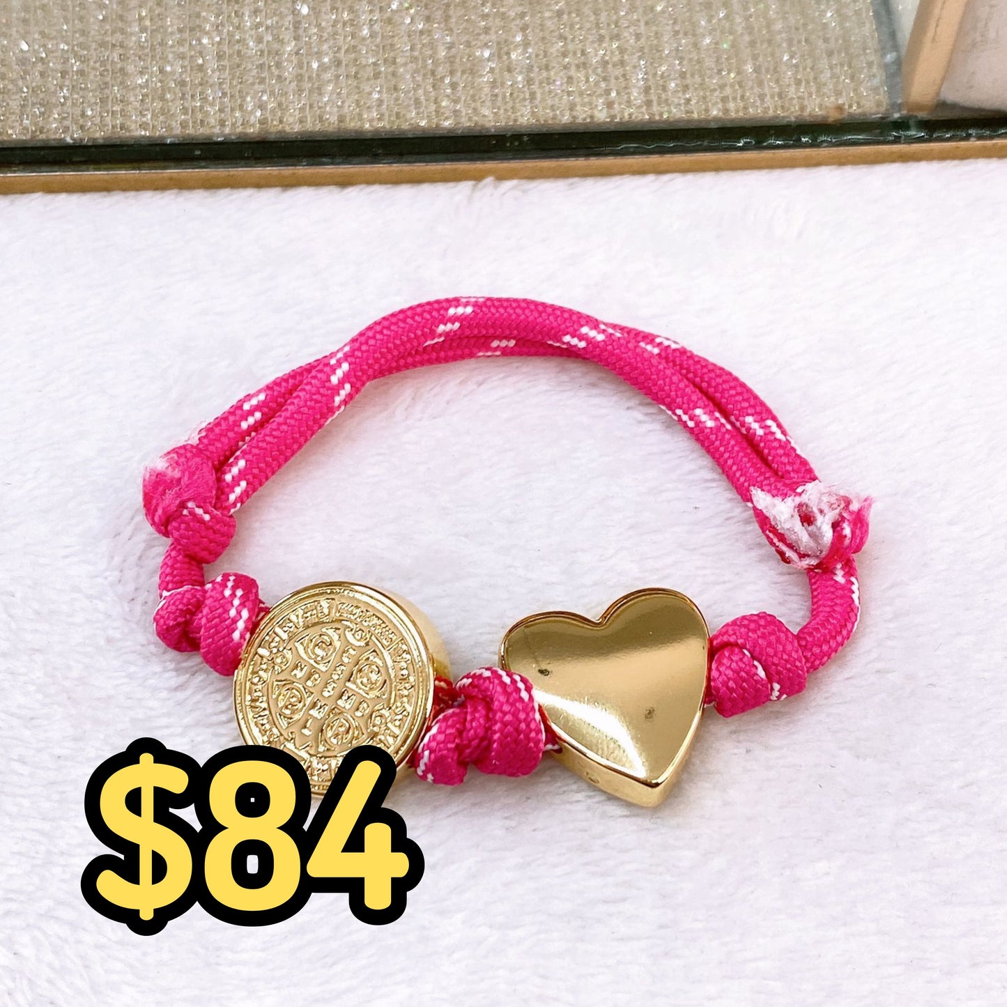 Pulsera Tejida con Dijes de Chapa de Oro COP1750-4