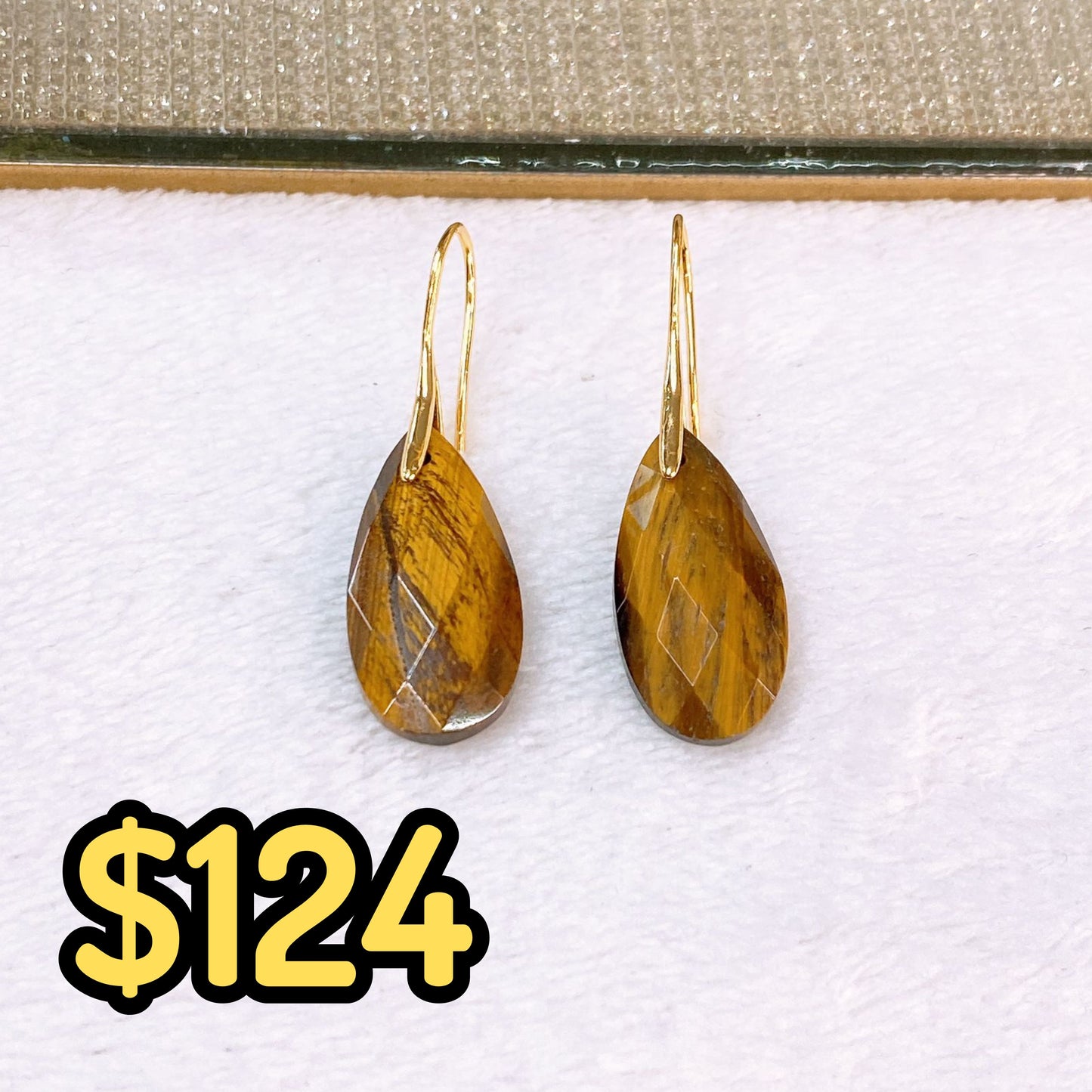 Arete de Chapa de Oro Con Piedra Natural COA2717-9